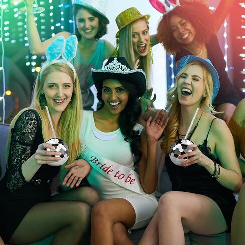 ALINK Disco Ball Cups with Straws, 20 OZ Silver Disco Party Tumbler, Taylor Birthday Party Decorations Cups for Bachelorette Party, Bride Shower, 1970s Nightclub Barbie, Pack of 2 in Kuwait