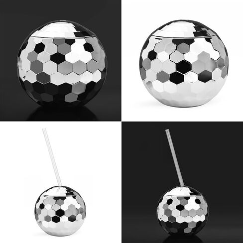 ALINK Disco Ball Cups with Straws, 20 OZ Silver Disco Party Tumbler, Taylor Birthday Party Decorations Cups for Bachelorette Party, Bride Shower, 1970s Nightclub Barbie, Pack of 2 in Kuwait