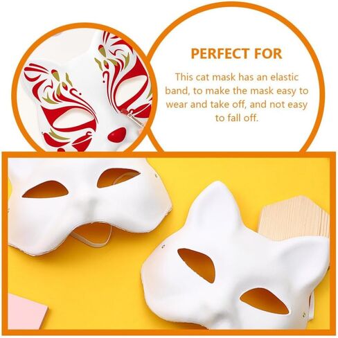30Pcs Therian Cat Masks to Paint - White Blank Cat Masks for Halloween & Holidays in Kuwait