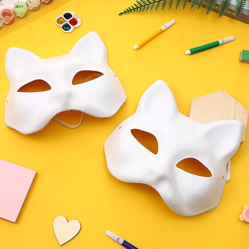30Pcs Therian Cat Masks to Paint - White Blank Cat Masks for Halloween & Holidays in Kuwait