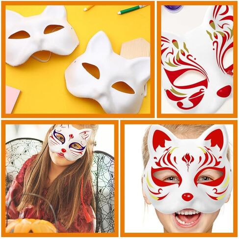 30Pcs Therian Cat Masks to Paint - White Blank Cat Masks for Halloween & Holidays in Kuwait