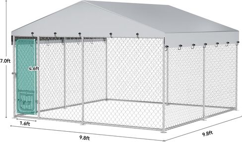 YITAHOME 10'x10' Large Outdoor Dog Kennel with Rotating Feeder Bowls, Outdoor Dog Enclosure with Roof, Heavy Duty Dog Cage for Large Dogs in Saudi Arabia