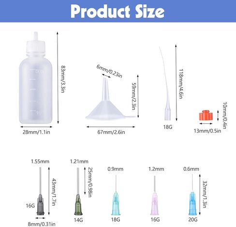 Pimoys 8 PCS Glue Appludator Bottles ، 30 مل من زجاجات الضغط الدقيقة مع نصيحة إبرة حادة 14GA 16GA 18GA 20GA لتطبيقات الغراء ، ومشروع الفنون الحرفية ومراقبة الطلاء in Kuwait