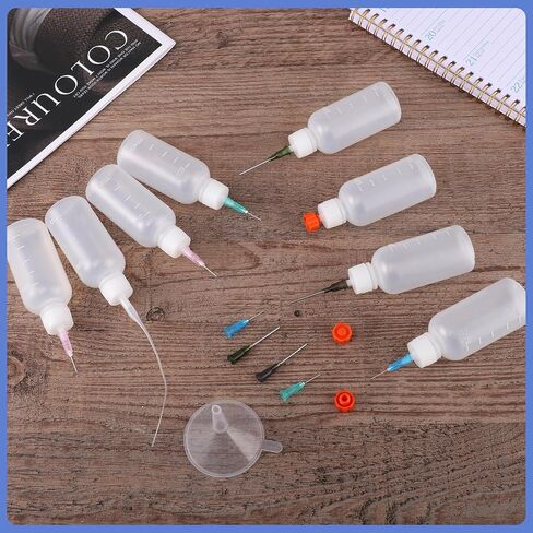 Pimoys 8 PCS Glue Appludator Bottles ، 30 مل من زجاجات الضغط الدقيقة مع نصيحة إبرة حادة 14GA 16GA 18GA 20GA لتطبيقات الغراء ، ومشروع الفنون الحرفية ومراقبة الطلاء in Kuwait