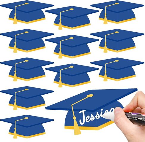 Whaline 50 PCS Creguation Hat Cletouts Blue Grad Caps Tassel Paper Cutting Bulletin Decoration مع 100 PCS Glue Point in Kuwait