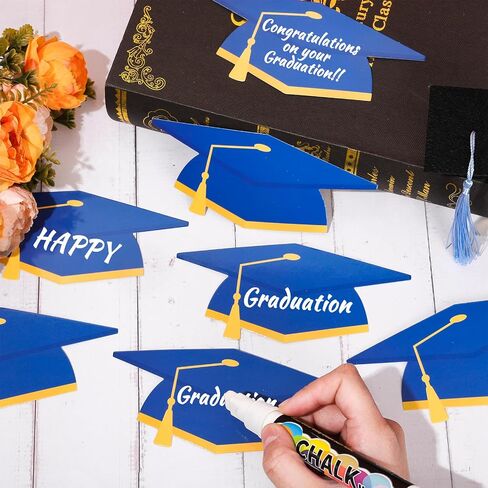 Whaline 50 PCS Creguation Hat Cletouts Blue Grad Caps Tassel Paper Cutting Bulletin Decoration مع 100 PCS Glue Point in Kuwait