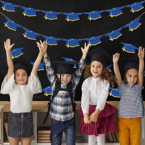 Whaline 50 PCS Creguation Hat Cletouts Blue Grad Caps Tassel Paper Cutting Bulletin Decoration مع 100 PCS Glue Point in Kuwait