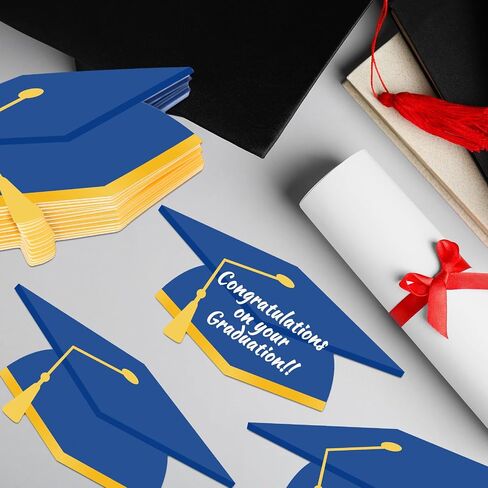 Whaline 50 PCS Creguation Hat Cletouts Blue Grad Caps Tassel Paper Cutting Bulletin Decoration مع 100 PCS Glue Point in Kuwait