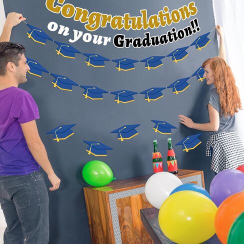 Whaline 50 PCS Creguation Hat Cletouts Blue Grad Caps Tassel Paper Cutting Bulletin Decoration مع 100 PCS Glue Point in Kuwait