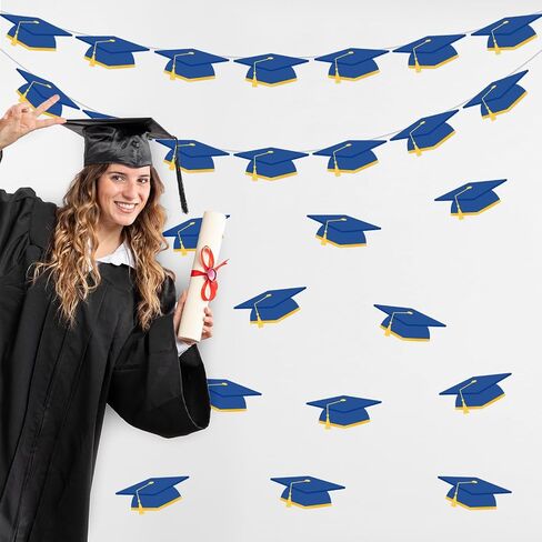 Whaline 50 PCS Creguation Hat Cletouts Blue Grad Caps Tassel Paper Cutting Bulletin Decoration مع 100 PCS Glue Point in Kuwait