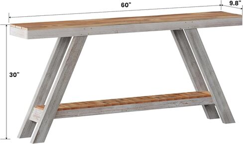 SMARTSTANDARD 60 Inch Farmhouse Console Entryway Table, Reclaimed Wood Console Table for Entrance, 2 Tiers Narrow Long Behind Sofa Table,Rustic Entry for Hallway, Living Room(Brown) in Saudi Arabia