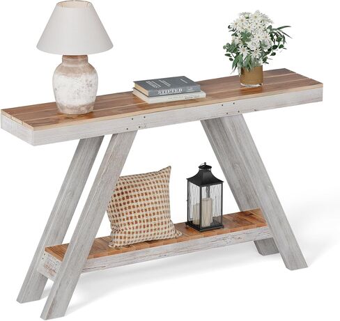 SMARTSTANDARD 60 Inch Farmhouse Console Entryway Table, Reclaimed Wood Console Table for Entrance, 2 Tiers Narrow Long Behind Sofa Table,Rustic Entry for Hallway, Living Room(Brown) in Saudi Arabia