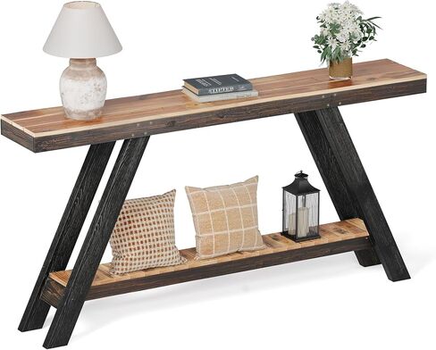 SMARTSTANDARD 60 Inch Farmhouse Console Entryway Table, Reclaimed Wood Console Table for Entrance, 2 Tiers Narrow Long Behind Sofa Table,Rustic Entry for Hallway, Living Room(Brown) in Saudi Arabia
