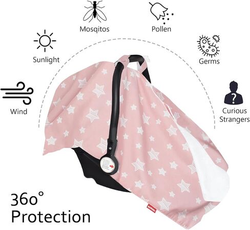 Baby Carseat Canopy, Opening Minky Car Seat Cover for Babies, Star Print Grey Car Seat Canopy Nursing Scarf, Warm Carseat Canopy for Newborn in Saudi Arabia