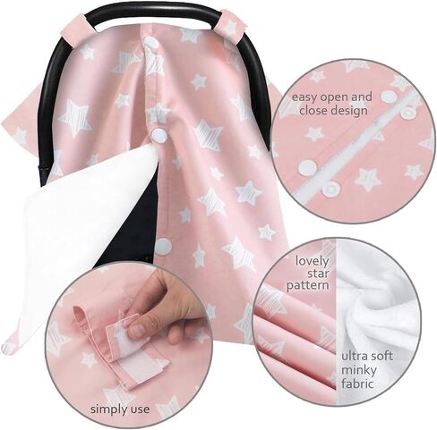 Baby Carseat Canopy, Opening Minky Car Seat Cover for Babies, Star Print Grey Car Seat Canopy Nursing Scarf, Warm Carseat Canopy for Newborn in Saudi Arabia