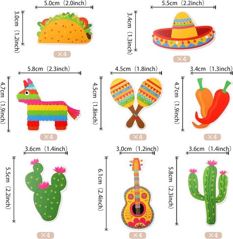 32 PCS Mexican Fiesta Cupcake Toppers Assembled Cactus Donkey Maraca Sombrero Guitar Cupcake Picks Mexican Fiesta Theme Baby Shower Birthday Party Cake Decorations Supplies in Saudi Arabia