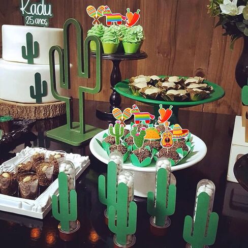32 PCS Mexican Fiesta Cupcake Toppers Assembled Cactus Donkey Maraca Sombrero Guitar Cupcake Picks Mexican Fiesta Theme Baby Shower Birthday Party Cake Decorations Supplies in Saudi Arabia