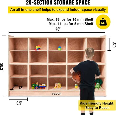 Happybuy 20-Section Cubbies for Classrooms, Cubby Storage Cabinet, Classroom Cubbies, Compartment Storage Cabinet, Classroom Furniture for Home, School, Kindergarten in Kuwait