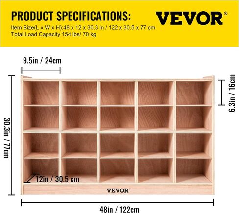 Happybuy 20-Section Cubbies for Classrooms, Cubby Storage Cabinet, Classroom Cubbies, Compartment Storage Cabinet, Classroom Furniture for Home, School, Kindergarten in Kuwait