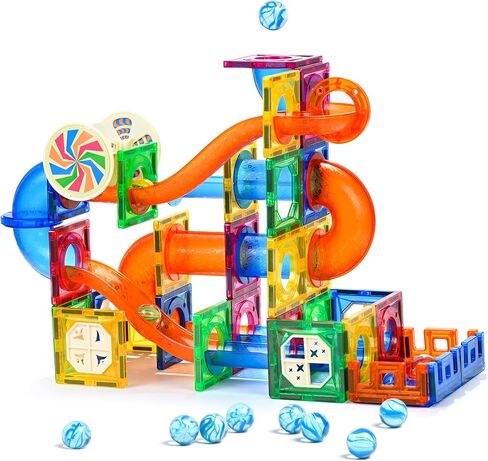 MAGBLOCK 85Pcs Marble Run Toy Magnetic Tiles STEM Educational Building Blocks Child Brain Development Kit Magnet Construction Toys for Boys Girls Kids Age 5 6 7+ Years Old in Kuwait