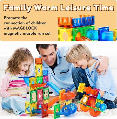 MAGBLOCK 85Pcs Marble Run Toy Magnetic Tiles STEM Educational Building Blocks Child Brain Development Kit Magnet Construction Toys for Boys Girls Kids Age 5 6 7+ Years Old in Kuwait