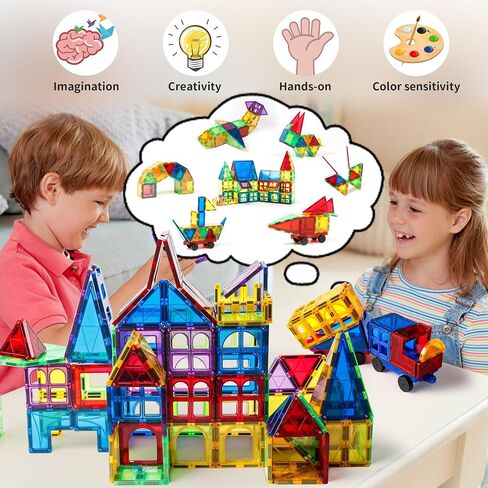 MAGBLOCK 85Pcs Marble Run Toy Magnetic Tiles STEM Educational Building Blocks Child Brain Development Kit Magnet Construction Toys for Boys Girls Kids Age 5 6 7+ Years Old in Kuwait