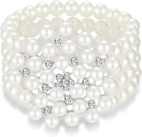 Pearl Bracelets for Women Pearl Beaded Stretch Strand Stackable Bracelets Freshwater Pearl bracelet Wedding Party Jewelry in Saudi Arabia
