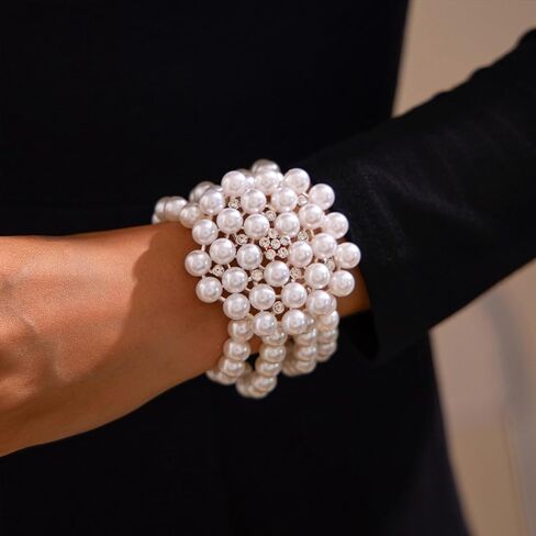 Pearl Bracelets for Women Pearl Beaded Stretch Strand Stackable Bracelets Freshwater Pearl bracelet Wedding Party Jewelry in Saudi Arabia