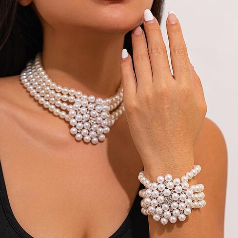 Pearl Bracelets for Women Pearl Beaded Stretch Strand Stackable Bracelets Freshwater Pearl bracelet Wedding Party Jewelry in Saudi Arabia