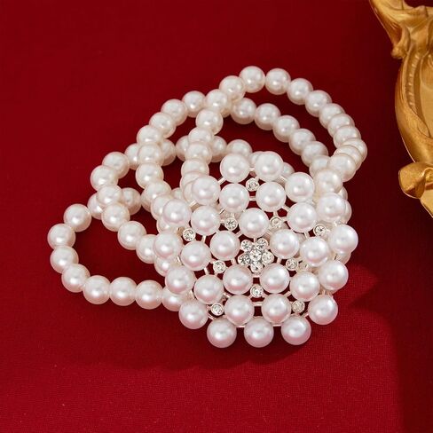 Pearl Bracelets for Women Pearl Beaded Stretch Strand Stackable Bracelets Freshwater Pearl bracelet Wedding Party Jewelry in Saudi Arabia