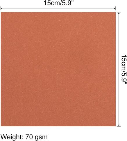 TOP-VIGOR 25 Sheets Origami Paper Double Sided, 15cm x 15cm (6x6 inch) Coloured Paper, 70gsm Handmade Paper Cardstock for DIY Art, Gifts Decor, Paper Drawing Cutting, Beginners, Orange Red in Saudi Arabia