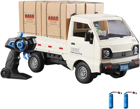 Remote Control Car RC Kei Truck,1:16 Scale RC Transporter Pickup Truck, 2.4GHz All Terrain RC Transport Cars with Spray & Light, 2 Batteries, Best Gifts Ideas for Kids Age 6 Year Old (White) in Saudi Arabia