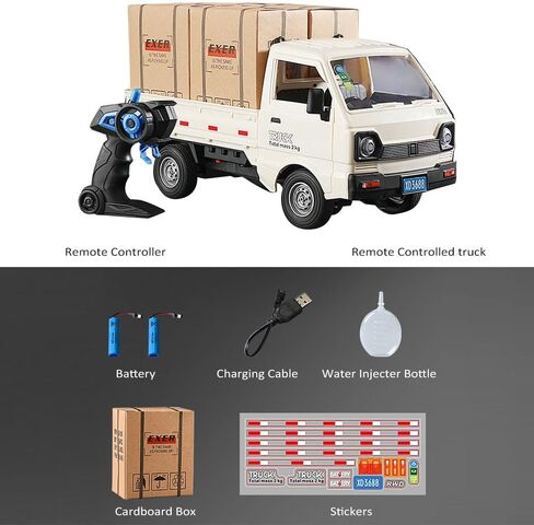 Remote Control Car RC Kei Truck,1:16 Scale RC Transporter Pickup Truck, 2.4GHz All Terrain RC Transport Cars with Spray & Light, 2 Batteries, Best Gifts Ideas for Kids Age 6 Year Old (White) in Saudi Arabia