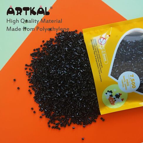 Mini Fuse Beads 7500 Pieces Mini Melty Beads 2.6mm Mini Iron Beads Compatible Mini Perler Beads and Mini Hama Beads, Black in Saudi Arabia