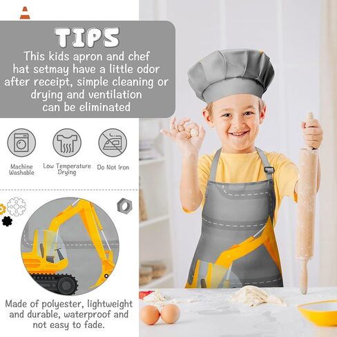 R Horse 2PCS KIDER APRON و CHEF HAT مجموعة ، أطفال قابلون للتعديل ، مئزر مطبخ بيكر الوردي ، ارتداء دور الطاهي ، طهي الطهي طقم طي in Saudi Arabia