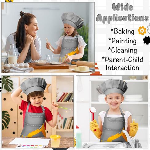 R Horse 2PCS KIDER APRON و CHEF HAT مجموعة ، أطفال قابلون للتعديل ، مئزر مطبخ بيكر الوردي ، ارتداء دور الطاهي ، طهي الطهي طقم طي in Saudi Arabia