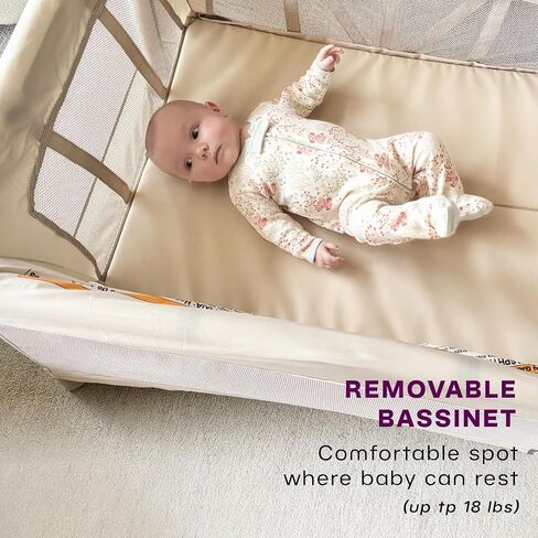 ساحة لعب محمولة بريز بلس من فور مامز مع سرير اطفال قابل للازالة ومساحة تغيير الحفاض الاطفال، سهلة الاستخدام بيد واحدة، من الشركة المصنعة لماما رو in Kuwait