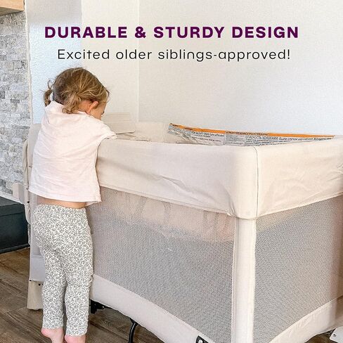 ساحة لعب محمولة بريز بلس من فور مامز مع سرير اطفال قابل للازالة ومساحة تغيير الحفاض الاطفال، سهلة الاستخدام بيد واحدة، من الشركة المصنعة لماما رو in Kuwait