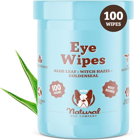 Natural Dog Eye Wipes for Dogs -100 Ct- Soothing Dog Eye Wipes with Natural, Non-Irritating Ingredients Green Tea & Goldenseal, Effective Dog Tear Stain Remover Wipe & Dog Eye Gunk Remover Wipe, Vegan in Saudi Arabia