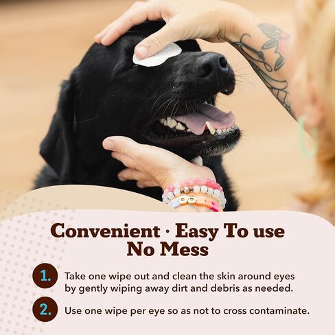 Natural Dog Eye Wipes for Dogs -100 Ct- Soothing Dog Eye Wipes with Natural, Non-Irritating Ingredients Green Tea & Goldenseal, Effective Dog Tear Stain Remover Wipe & Dog Eye Gunk Remover Wipe, Vegan in Saudi Arabia