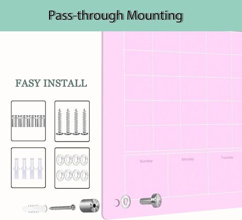 Large Acrylic Calendar for Wall,24"X16",Acrylic Dry Erase Calendar for Wall,Pink Dry Erase Board for Home/Office in Kuwait