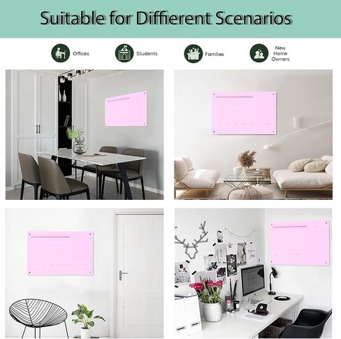 Large Acrylic Calendar for Wall,24"X16",Acrylic Dry Erase Calendar for Wall,Pink Dry Erase Board for Home/Office in Kuwait