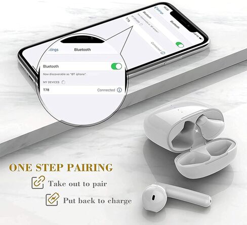 Wireless Earbuds Bluetooth 5.0 Headphones with Charging Case, IPX8 Waterproof, 3D Stereo Air Buds in-Ear Ear Buds Built-in Mic, Open Lid Auto Pairing for Android/Samsung/Apple iPhone (Black) in Saudi Arabia