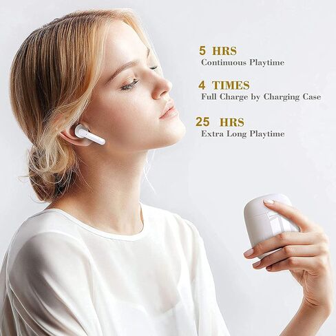 Wireless Earbuds Bluetooth 5.0 Headphones with Charging Case, IPX8 Waterproof, 3D Stereo Air Buds in-Ear Ear Buds Built-in Mic, Open Lid Auto Pairing for Android/Samsung/Apple iPhone (Black) in Saudi Arabia
