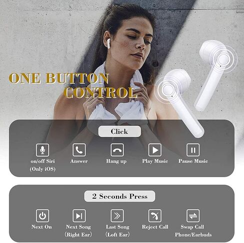 Wireless Earbuds Bluetooth 5.0 Headphones with Charging Case, IPX8 Waterproof, 3D Stereo Air Buds in-Ear Ear Buds Built-in Mic, Open Lid Auto Pairing for Android/Samsung/Apple iPhone (Black) in Saudi Arabia