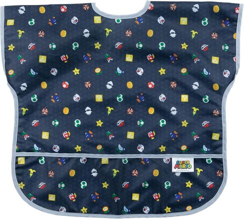 Bumkins Short Sleeve Bib for Girl or Boy, Toddler and Kids for 1-3 Years, Large Size, Essential Must Have for Junior Children, Eating, Mess Saving Soft Fabric Apron for Play, Charcoal Check in Saudi Arabia