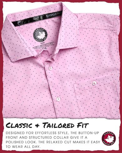 CANADA WEATHER GEAR Men's Button Down Shirt - Short Sleeve Casual Woven Stretch Collared Shirt with Pocket (Sizes: S-2XL) in Saudi Arabia