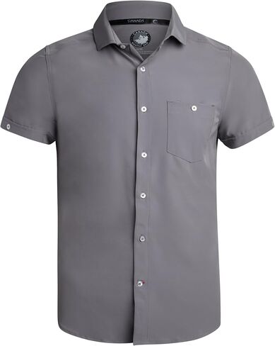 CANADA WEATHER GEAR Men's Button Down Shirt - Short Sleeve Casual Woven Stretch Collared Shirt with Pocket (Sizes: S-2XL) in Saudi Arabia