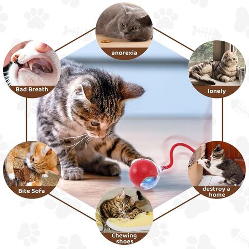 Interactive Cat Toys with Motion Activated and Chirping, Imitation Mice Design, Rechargeable Smart Pet Ball Toy for Indoor Cats and Kitten - Light Red in Saudi Arabia