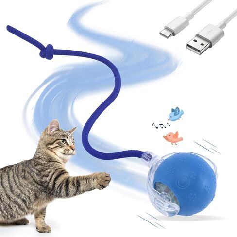 Interactive Cat Toys with Motion Activated and Chirping, Imitation Mice Design, Rechargeable Smart Pet Ball Toy for Indoor Cats and Kitten - Light Red in Saudi Arabia